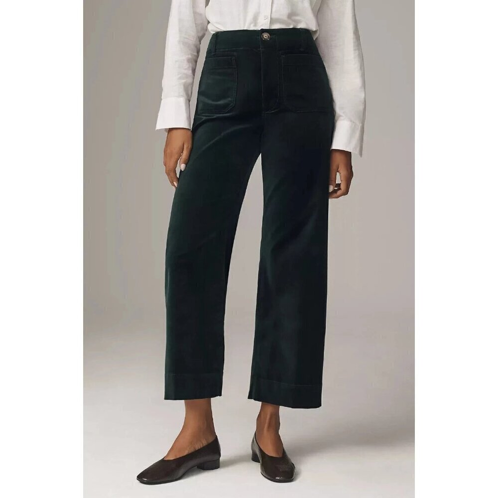 The Colette Velvet Crop Wide-Leg Pants by Maeve 20W BLACK